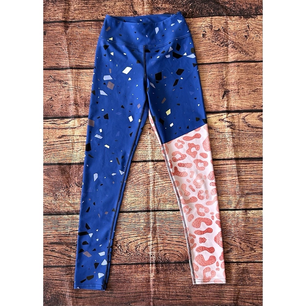 Loony Legs London Leggings Womens Daisy Doodles White Blue Red Yoga Pants Sz S